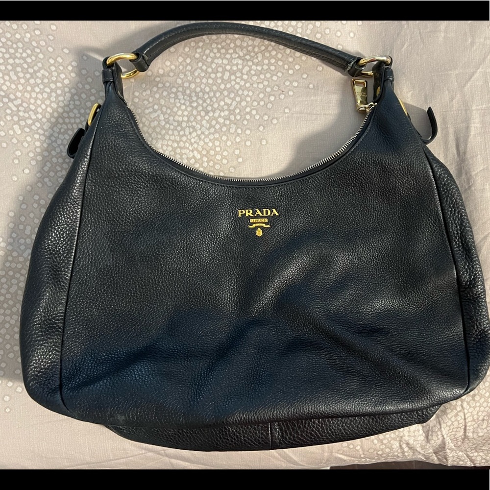 Authentic black leather Prada bag